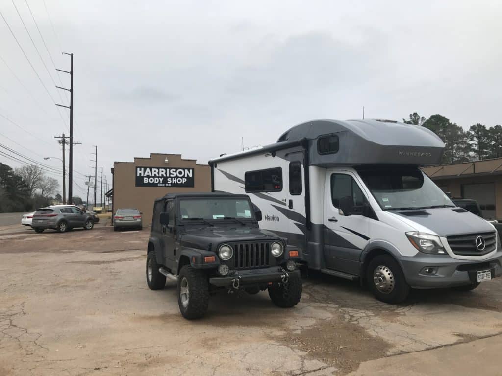 Jeep and RV at auto shop