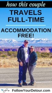 couple travels full-time accommodation free