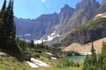 mountains and turquoise lake in glacier national park montana