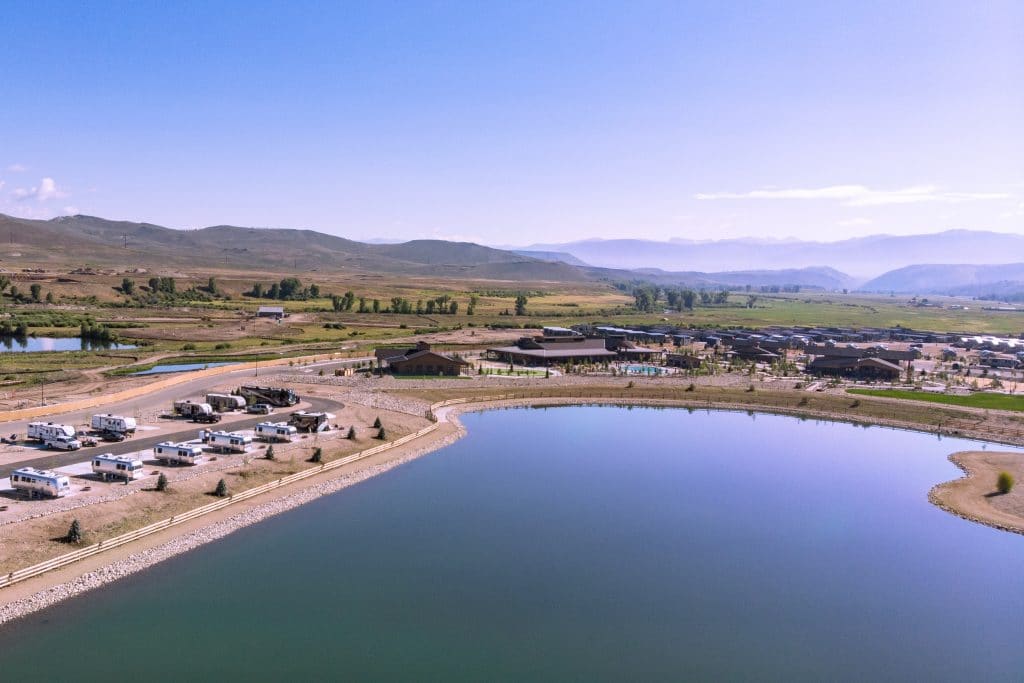 Arial shot of an RV resort in Granby, Colorado